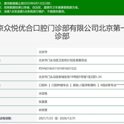北京众悦优合口腔门诊部