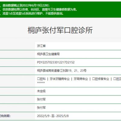 杭州桐庐张付军口腔诊所